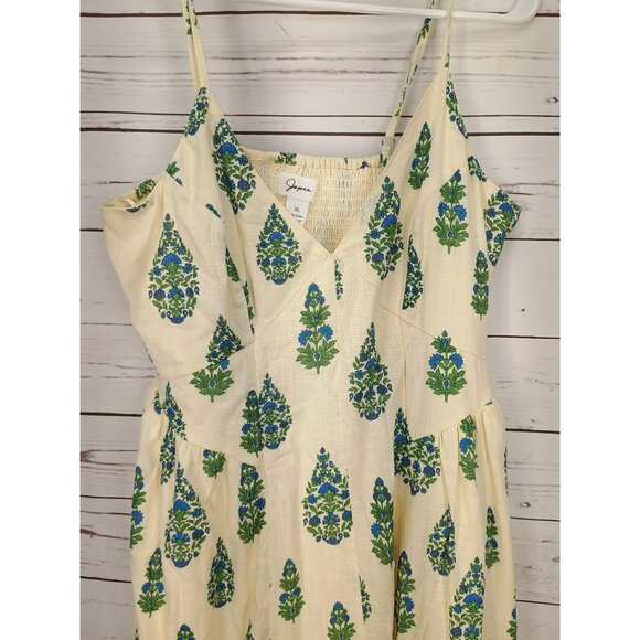 Japna Womens XL Spaghetti Strap Maxi Dress With Blue & Green Floral Print - Picture 3 of 6